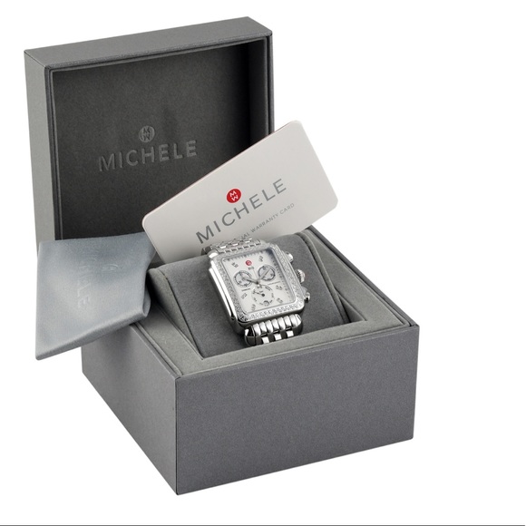 Michele Deco 18 Stainless Steel Diamond Bracelet Watch - Picture 6 of 6